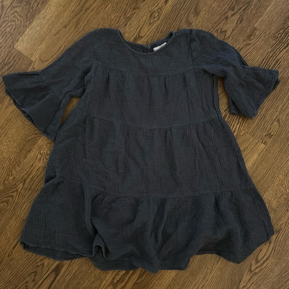 Outerknown currents dress crinkle grey fabric super comfortable small